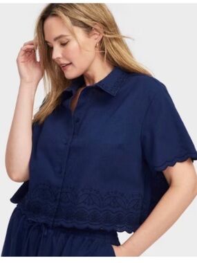 Roller Rabbit x TARGET Navy Scallop Top
